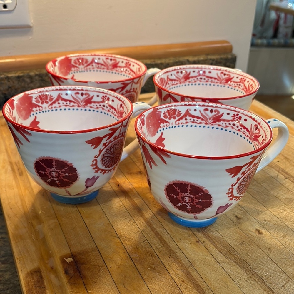 Anthropologie painted ceramic mugs
